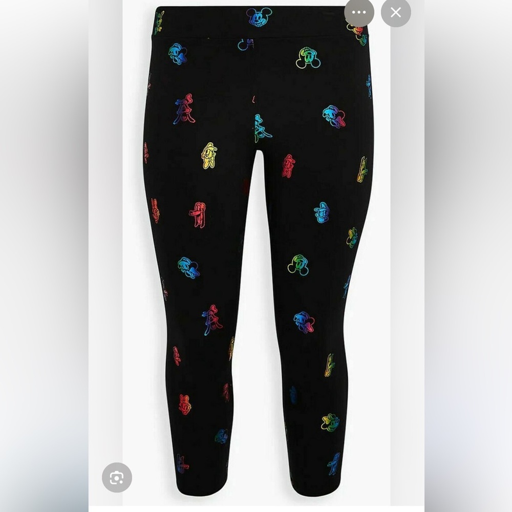 Torrid Multicolor Mickey and Friends Print Black Crop Leggings